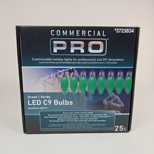 GEMMY Commercial Pro 25 Ct C9 Green LED String Christmas Light Bulbs E17 Base